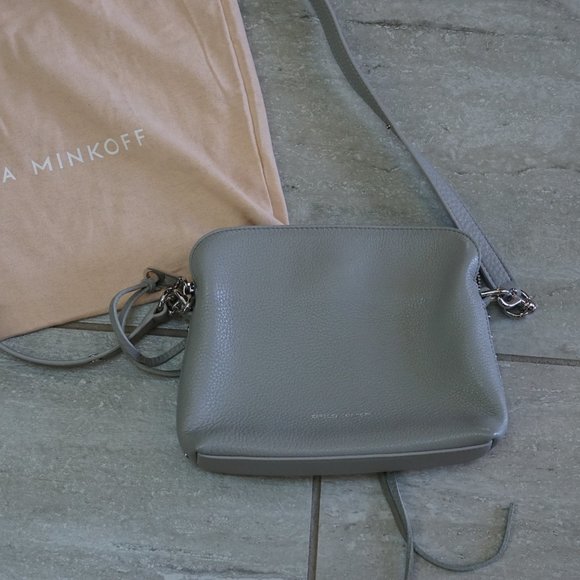 Rebecca Minkoff Darren Shoulder Small Crossbody Bag Grey Leather Silver Hardware - Picture 2 of 5